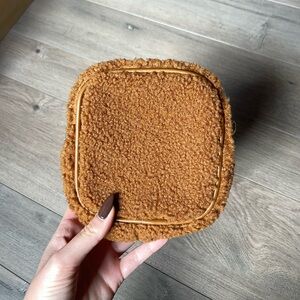 Stoney clover lane camel sherpa mini pouch with leather trim